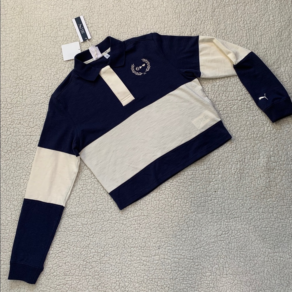BRAND NEW Long Sleeve Puma Top- White and Blue